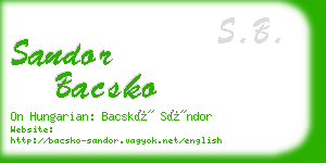 sandor bacsko business card